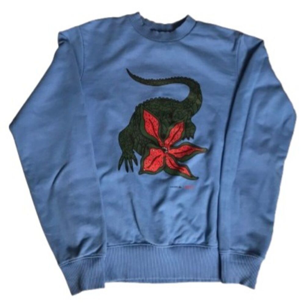 Lacoste x Stranger Things Blue Sweatshirt Mens Small Demogorgon Graphic